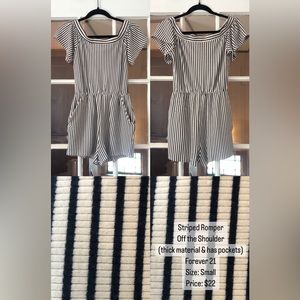 Forever 21 Romper (black and cream/off-white) size small. Has pockets!